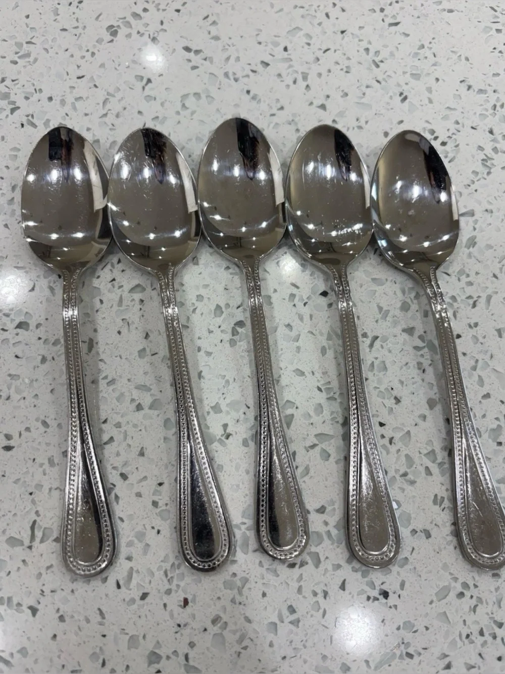Beaded Stainless spoons by TOWLE SILVER set of 5